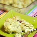 recette Chou fleur gratiné au camembert, raisins blonds et pignons
