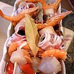 recette Brochettes marinées de fruits de mer