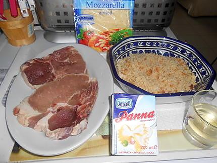 Côtes de porc gratinées alla mozzarella 430