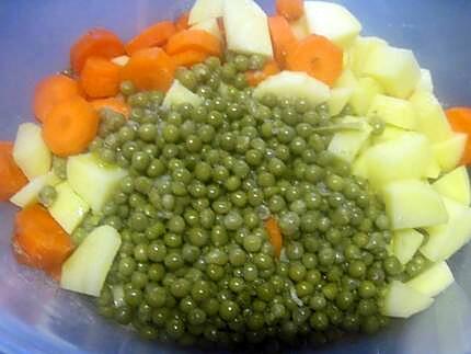 Recette de Soupe aux petits pois. carottes. pommes de terre. au micro