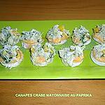 recette CANAPES CRABE MAYONNAISE AU PAPRIKA