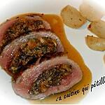 recette magret de canard automnale farcit aux noisettes grillées figues et cèpes