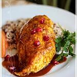 recette ~Poitrine de poulet rôti façon persane avec sa sauce aux noix de grenoble et à la grenade~
