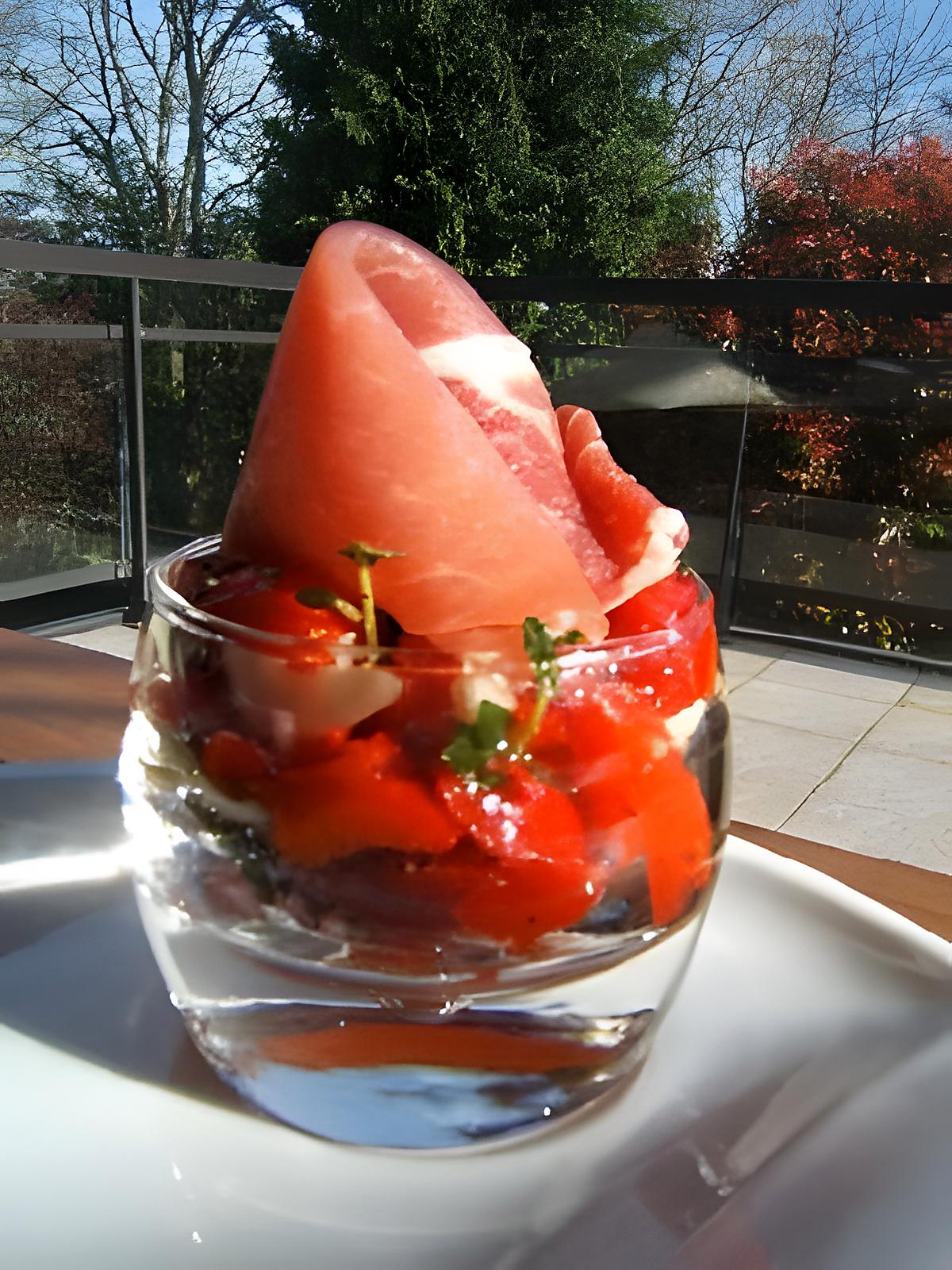 recette verrine : de poivrons marinés au thym et coppa