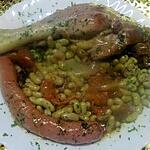 recette Manchons et cuisses de canard. saucisses de porc aux flageolets.