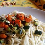spaghettis : recette spaghettis aux petits légumes et basilic