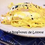 recette Saumon au chèvre frais, tagliatelles fraîches et sauce safranée