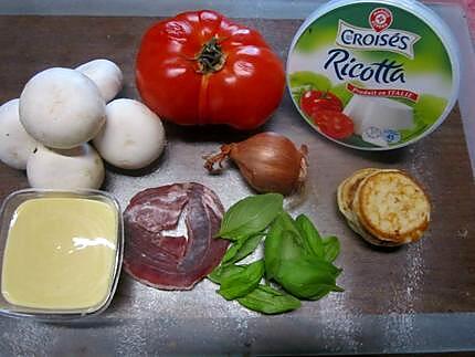 Salade de légumes. ricotta.basilic. vinaigrette.+ photos. 430