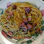 recette Spaghettis au jambon et ananas , sauce aigre-douce