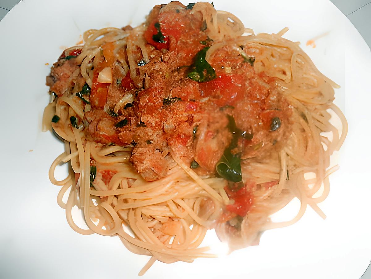 Spaghetti au thon et pesto d'olive et champignons 430