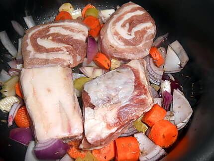 Sauté de veau petits pois haricots plats 430