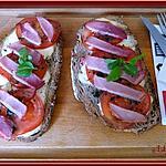 recette Tartines à la mozzarella, tomate et bacon