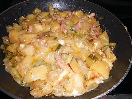 Pommes de terre et courgettes en tartiflette de camembert 430