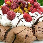 recette Pavlova au chocolat, framboises et fruits de la passion
