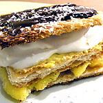 recette Mille-feuilles à la mangue vanillée, crème glacée à la noix de coco, citron et sauce au chocolat