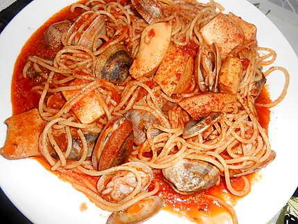 Spaghettade calamars et vongole 430