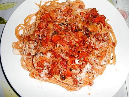 spaghettade saucisse et champignons 430