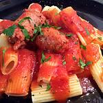 recette rigatonis en sauce rouge et saucisse italienne
