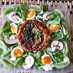 recette assiette   salade oeufs, champignons  kiwi;;;; flan champignons  épinards