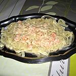 recette Tagliatelles, sauce au pommeau, crevettes et fromage