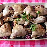 Poulet : recette Cuisses de poulet à la bière, compoté de chou rouge