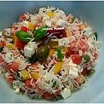 recette Salade de riz, feta, tomate, poivron et olives