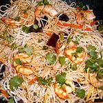 recette Nouilles sautées aux crevettes