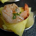Frais. : recette * Crevettes tartares sur lit d'Ananas frais présentées en cuillère**