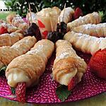 recette Cornet garni de crème + fraises