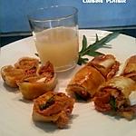 recette Amuses bouche .. au jambon, tomate, pesto, fromage.  en forme de palmiers/roulades