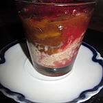 recette verrine   perles du japon  coulis framboises, rhubarbe
