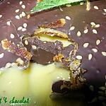 Crème : recette Créme d'orange sous une couche craquante de chocolat  aux graines de sésame