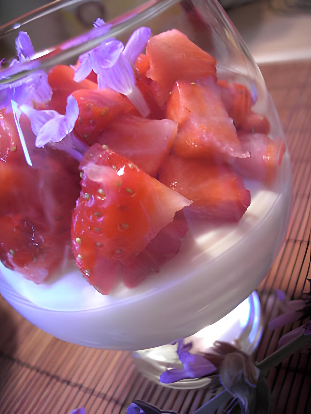 recette Mousse au Chocolat Blanc et dés de Fraises
