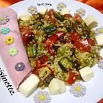 recette Boulgour au quatuor de légumes et mozzarella.