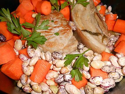 Porc braise aux carottes haricots frais 430
