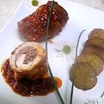 recette Escalopes de jambon farcies. basilic. sauce tomates.