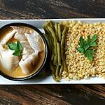 recette Colin sauce crevette,haricots verts et boulgour