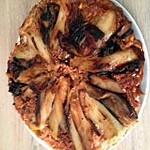 recette tarte renversé aux endives caramélisé, allumettes de jambon, saint marcelin