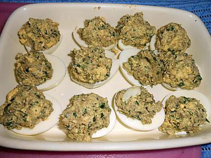Oeufs farcis aux champignons gratines 430