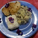 recette Champignons sauce blanche. steaks de porc.riz.