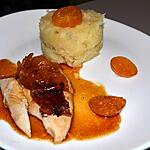 recette PINTADE ROTIE A LA MANDARINE ET AU MIEL