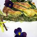 recette Clafoutis aux asperges vertes et jambon cru fumée.