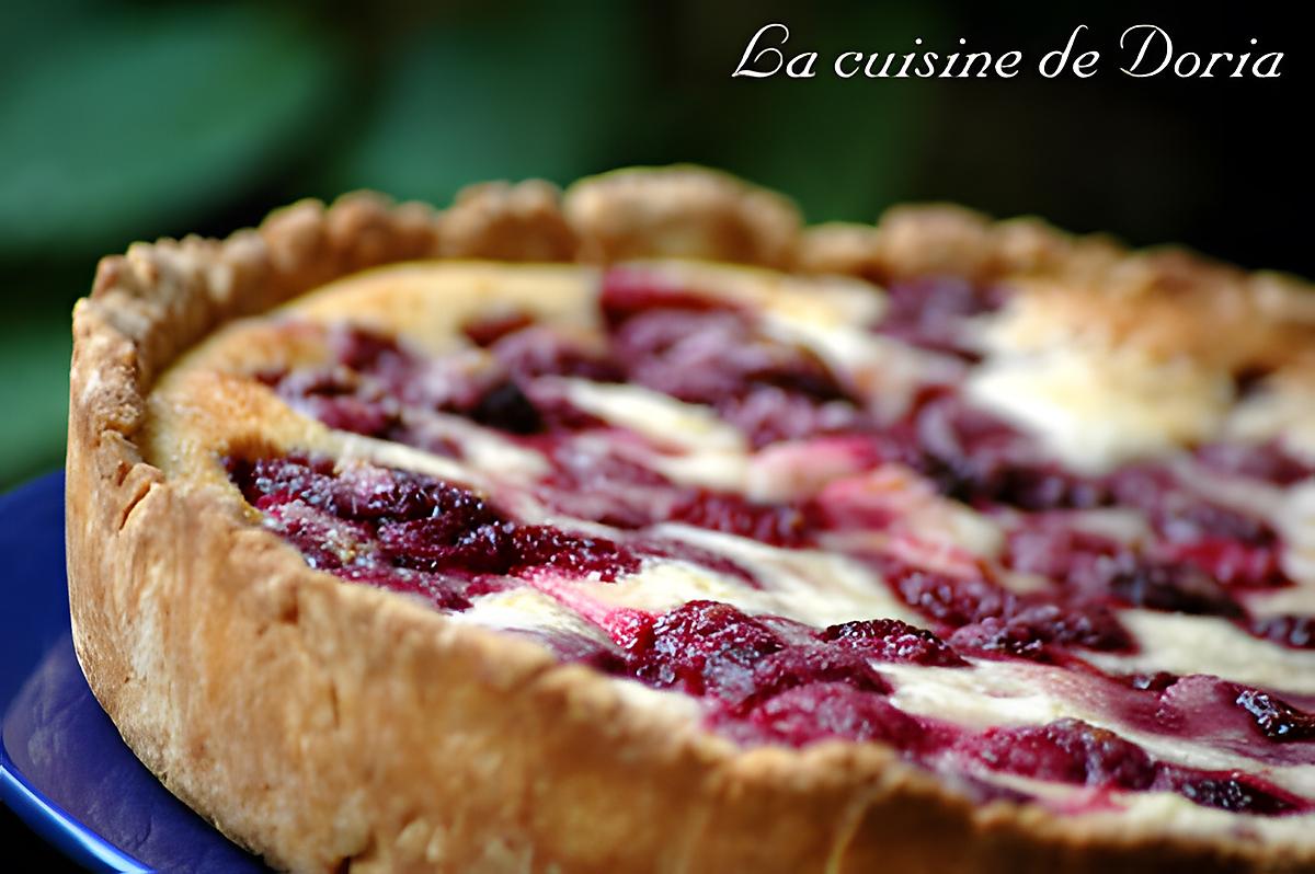 recette Tarte à la rhubarbe et framboises de Cathy