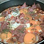 recette OEUFS SUR LE PLAT AU JAMBON ET CHORIZO