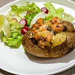 recette Pommes de terre au four au saumon et champignons