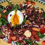 recette OEUF MOLLET SUR SALADE PISSENLITS ET LARDONS