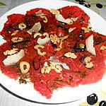 recette CARPACCIO AU 2 BASILIC OLIVES NOIX ET COPEAUX DE PARMESAN