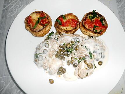 Recette de CERVELLES DE PORC SAUCE CREME ET CAPRES
