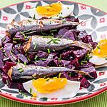 recette Salade de betteraves aux sardines et aux oeufs durs