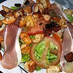 recette Salade au jambon cru et aux croûtons au chorizo